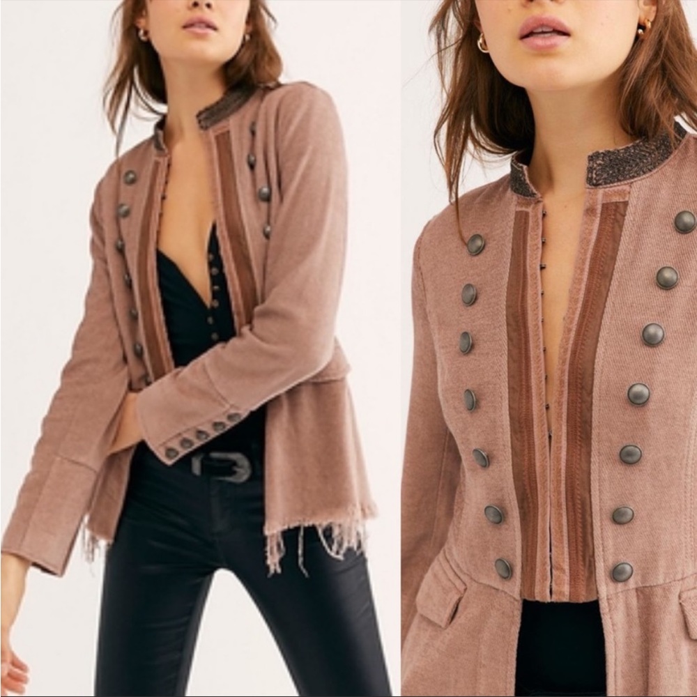 Free People Dusty Rose Military-Style Jacket
